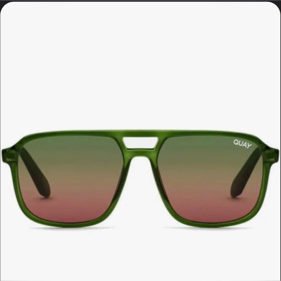 Quay On The Fly aviator Green frame Brown Gradient Lens unisex sunglasses new - Picture 5 of 5
